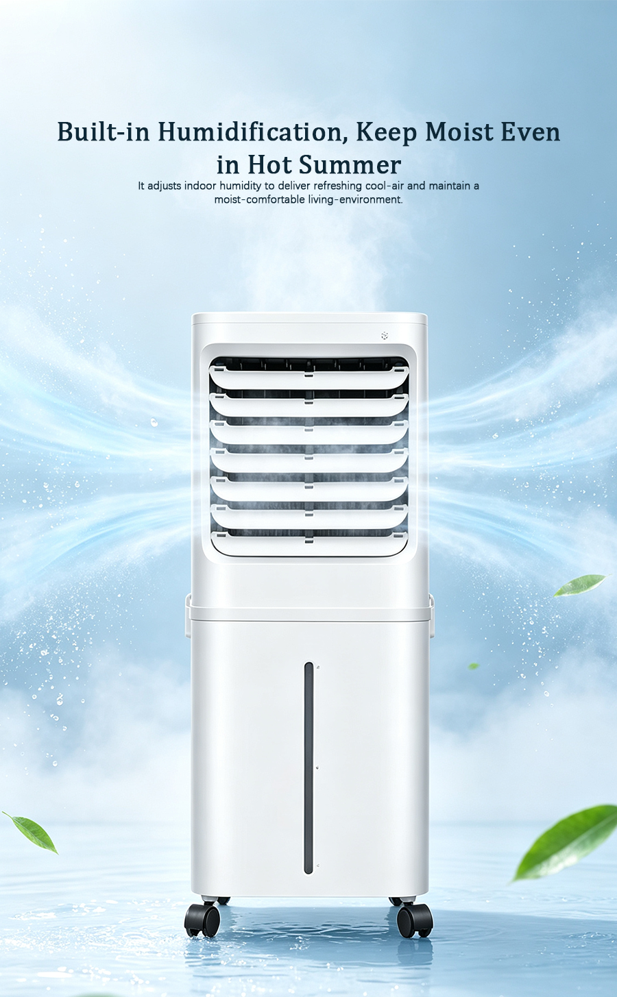 Portable Evaporative Air Cooler, Energy Saving Water Cooling Fan with Humidification for Home