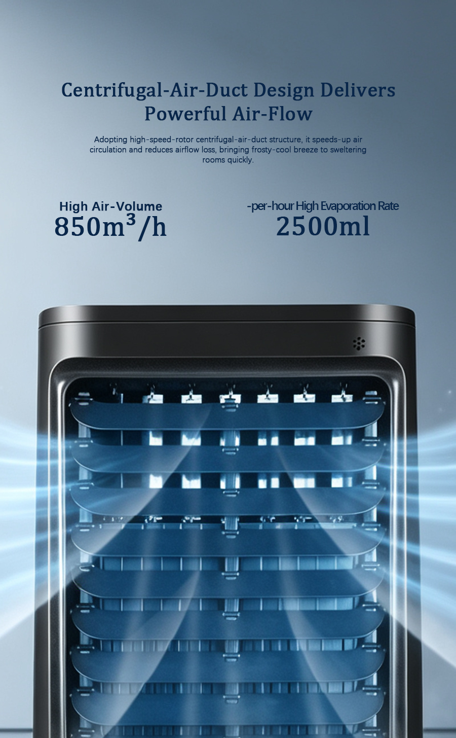 40L Large Capacity Evaporative Air Cooler, Portable Water Cooling Fan, 3-in-1 Household & Commercial Air Cooler