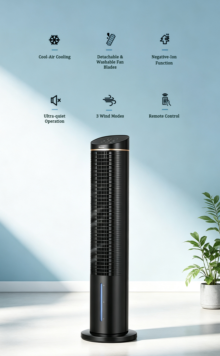 Tower Evaporative Air Cooler, Negative Ion Humidifying Cooling Tower Fan, Quiet Air Cooler with Remote Control
