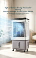 Mobile Evaporative Air Cooler | Commercial Water Cooling Fan with 55L Large Water Tank