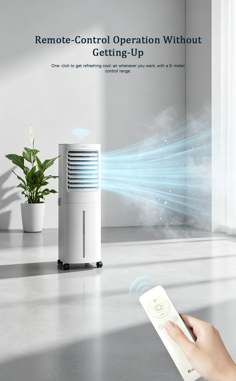 Portable Evaporative Air Cooler, Energy Saving Water Cooling Fan with Humidification for Home