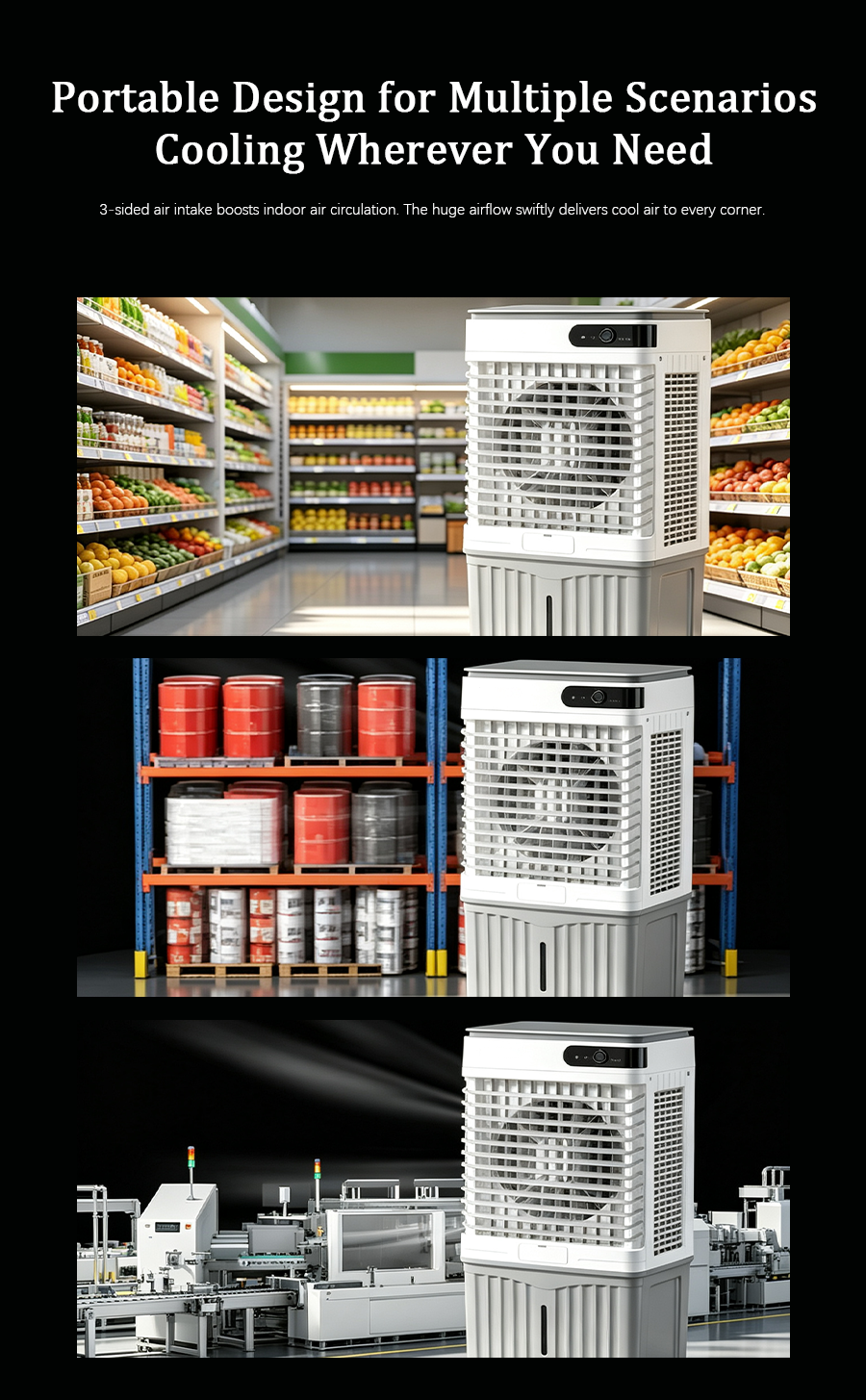 High-Capacity Portable Evaporative Air Cooler for Large Spaces
