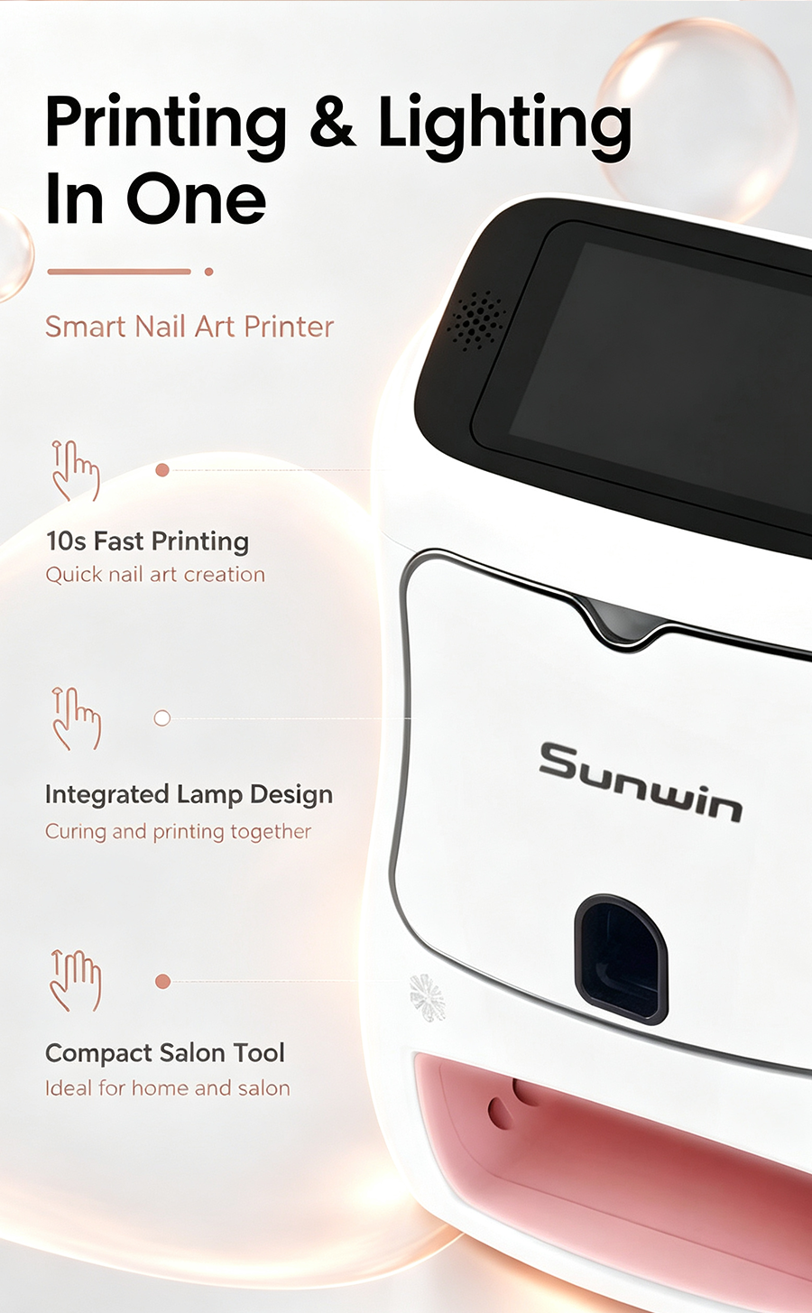 All-in-one Smart Nail Printer with Built-in UV Curing Lamp, Touch Screen Auto Nail Printing Machine for Nail Salon Business & Side Hustle