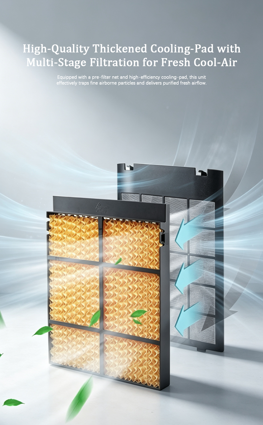 40L Large Capacity Evaporative Air Cooler, Portable Water Cooling Fan, 3-in-1 Household & Commercial Air Cooler
