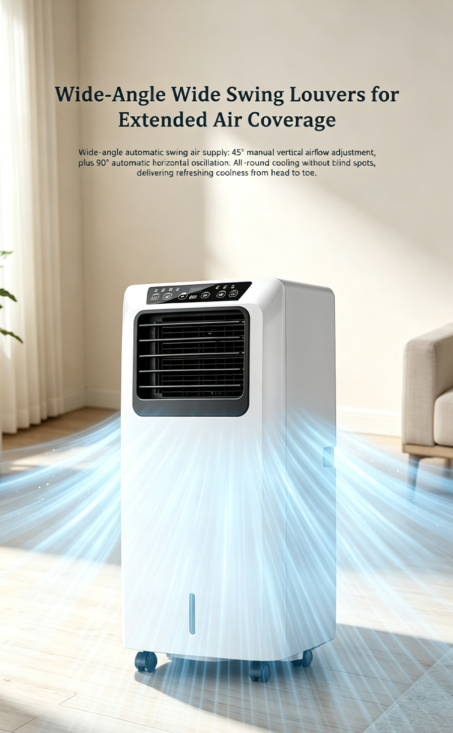 55L Large Capacity Mobile Evaporative Air Cooler, Portable Water Cooling Fan with Remote Control for Home & Commercial Use