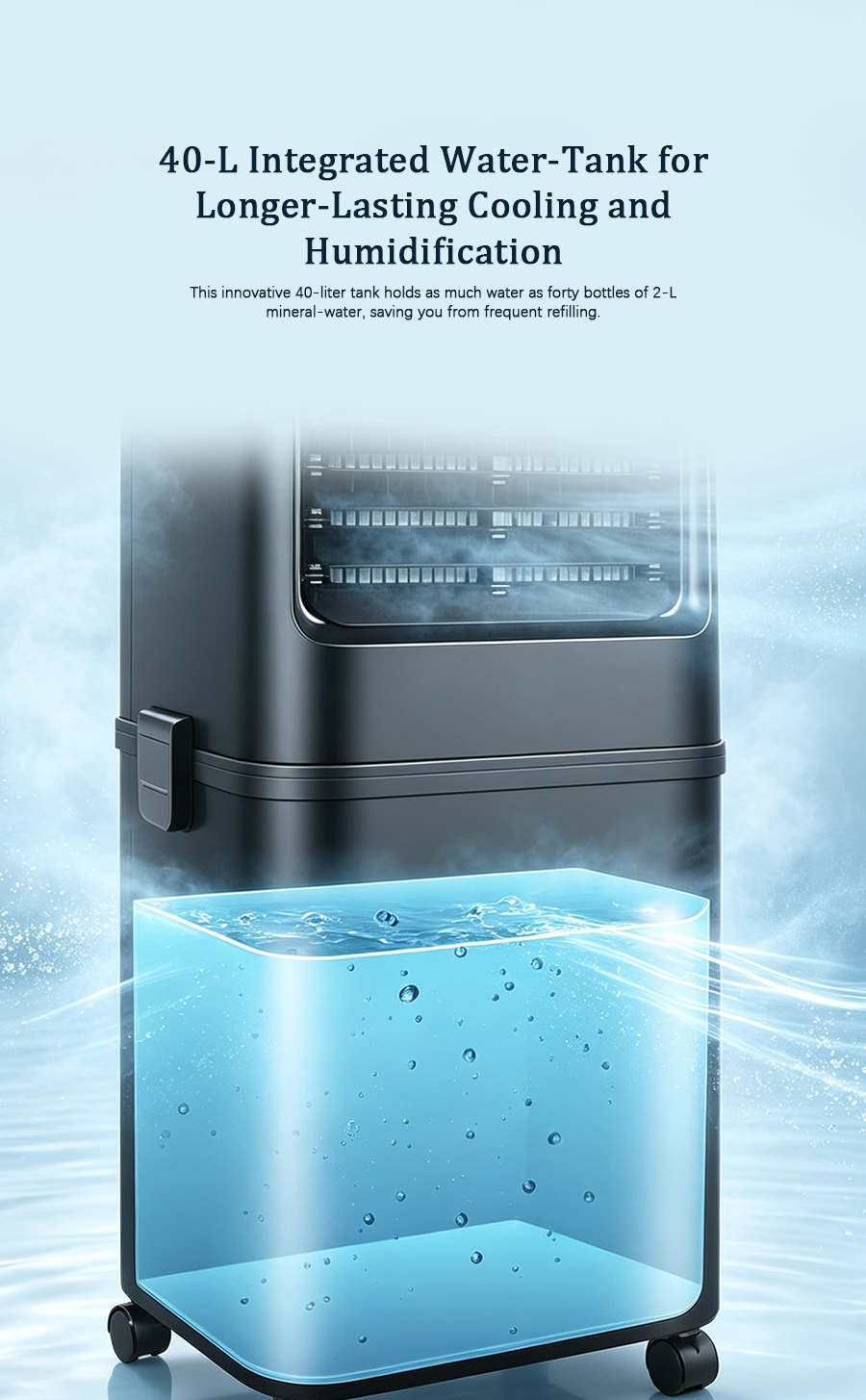 40L Large Capacity Evaporative Air Cooler, Portable Water Cooling Fan, 3-in-1 Household & Commercial Air Cooler