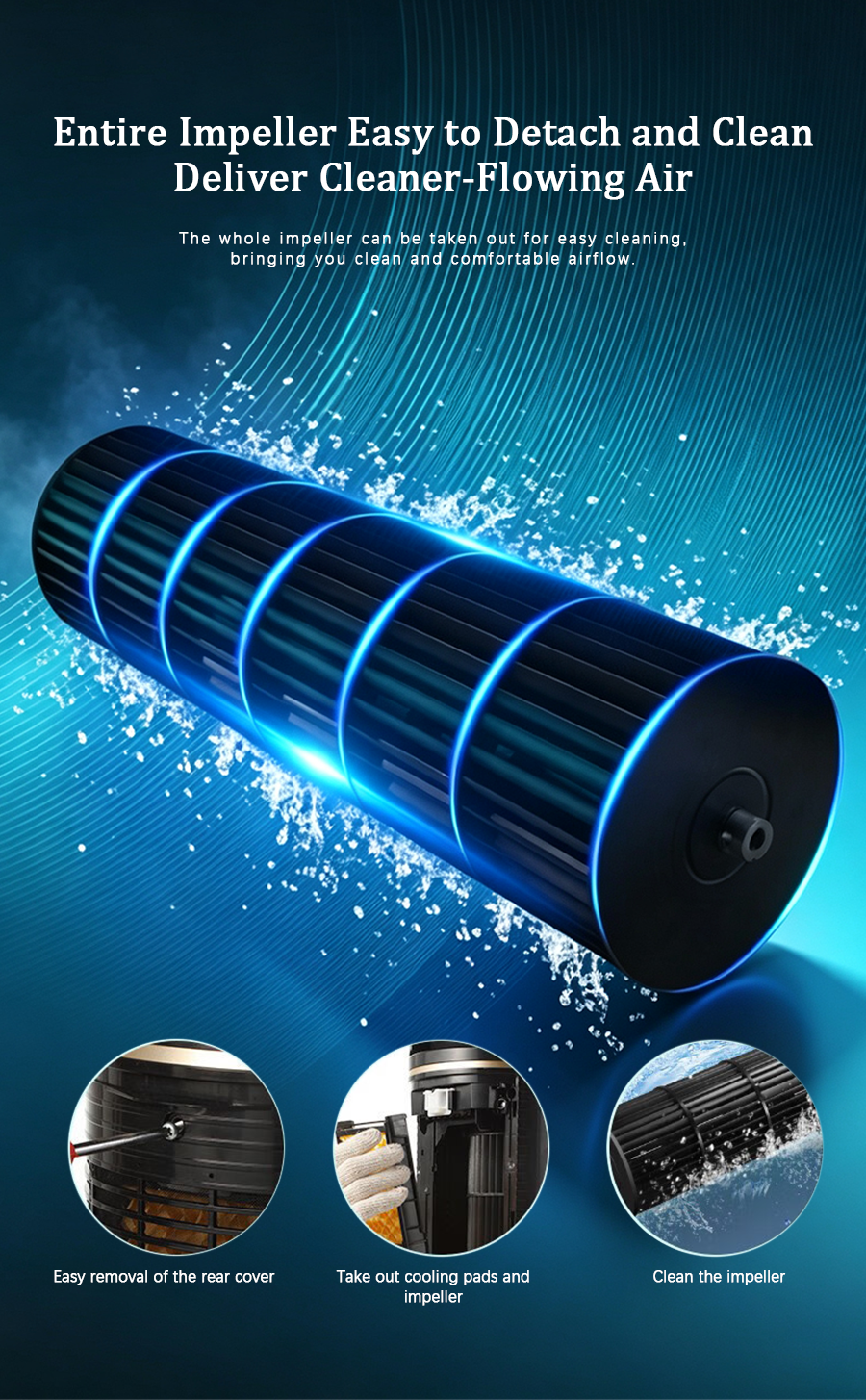 Tower Evaporative Air Cooler, Negative Ion Humidifying Cooling Tower Fan, Quiet Air Cooler with Remote Control