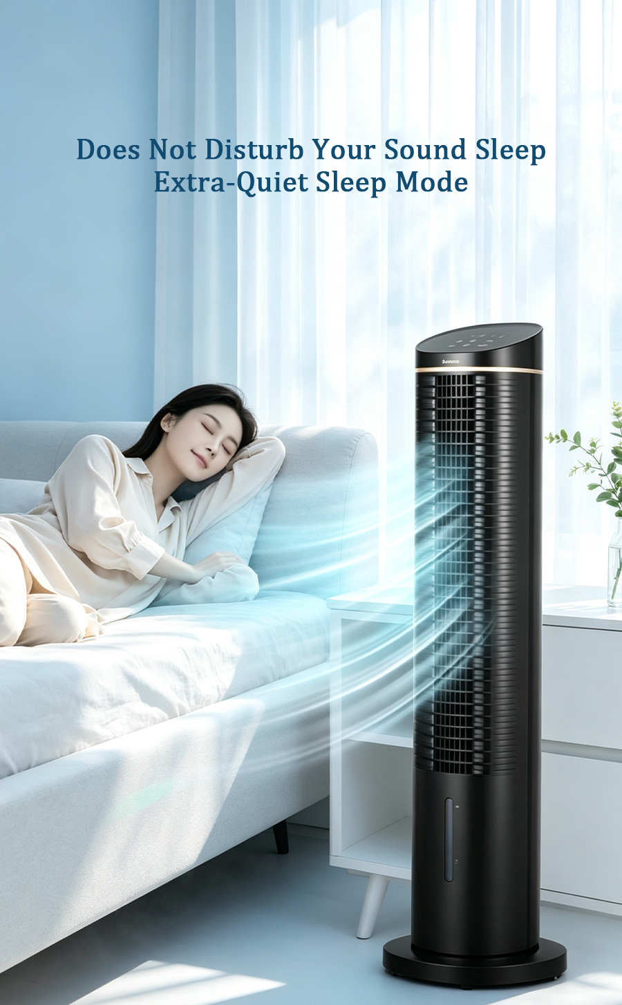 Tower Evaporative Air Cooler, Negative Ion Humidifying Cooling Tower Fan, Quiet Air Cooler with Remote Control