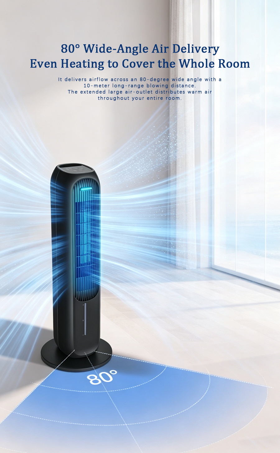 Heating & Cooling Tower Fan, Water Evaporative Air Cooler, Negative Ion Purifier 4-in-1 Heater & Cooling Fan