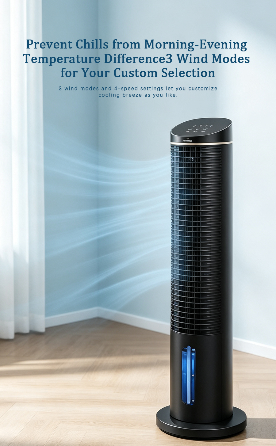 Tower Evaporative Air Cooler, Negative Ion Humidifying Cooling Tower Fan, Quiet Air Cooler with Remote Control