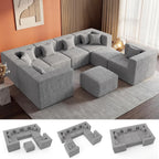 MONVANE 8-Seat U-Shaped Modular Chenille Sectional Sofa — product image 1