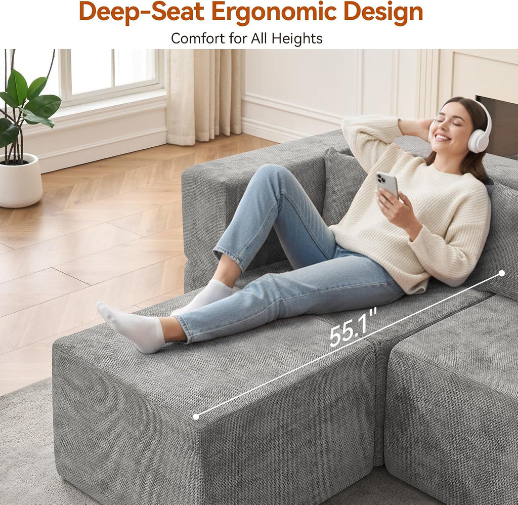 MONVANE 8-Seat U-Shaped Modular Chenille Sectional Sofa — product image 4